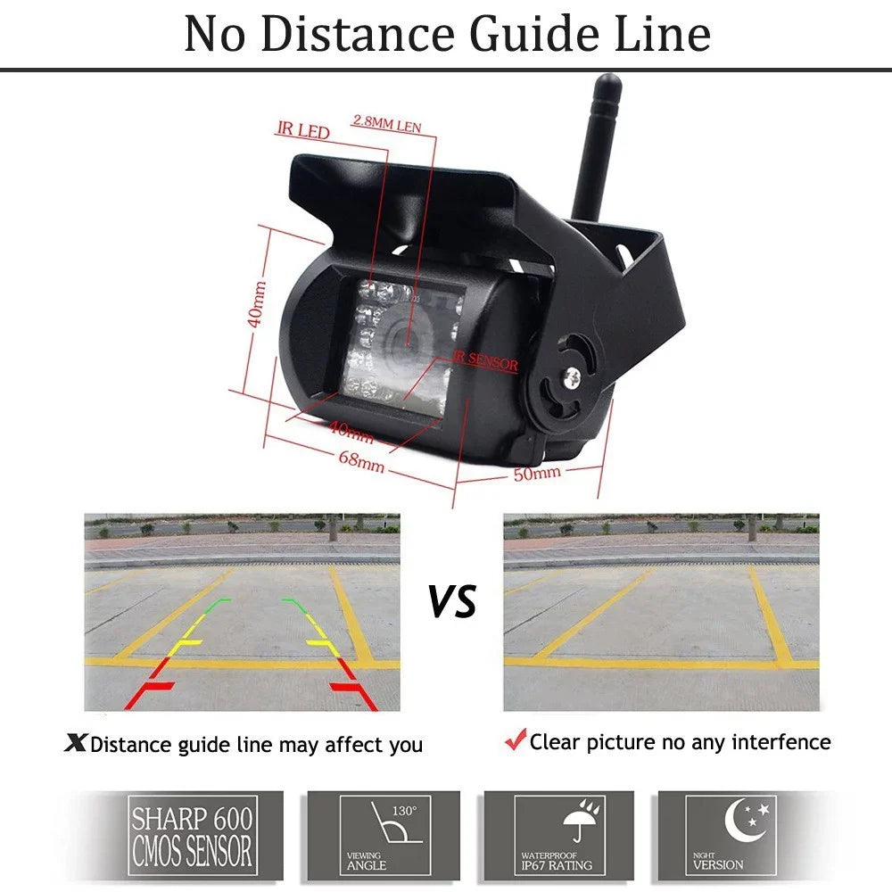 9V - 35V Car Vehicle Rear View Wireless IR Night Vision Backup Camera Liquidproof Kit + 7" LCD Monitor Parking Assistance System For Truck / Van / Caravan / Trailers / Camper