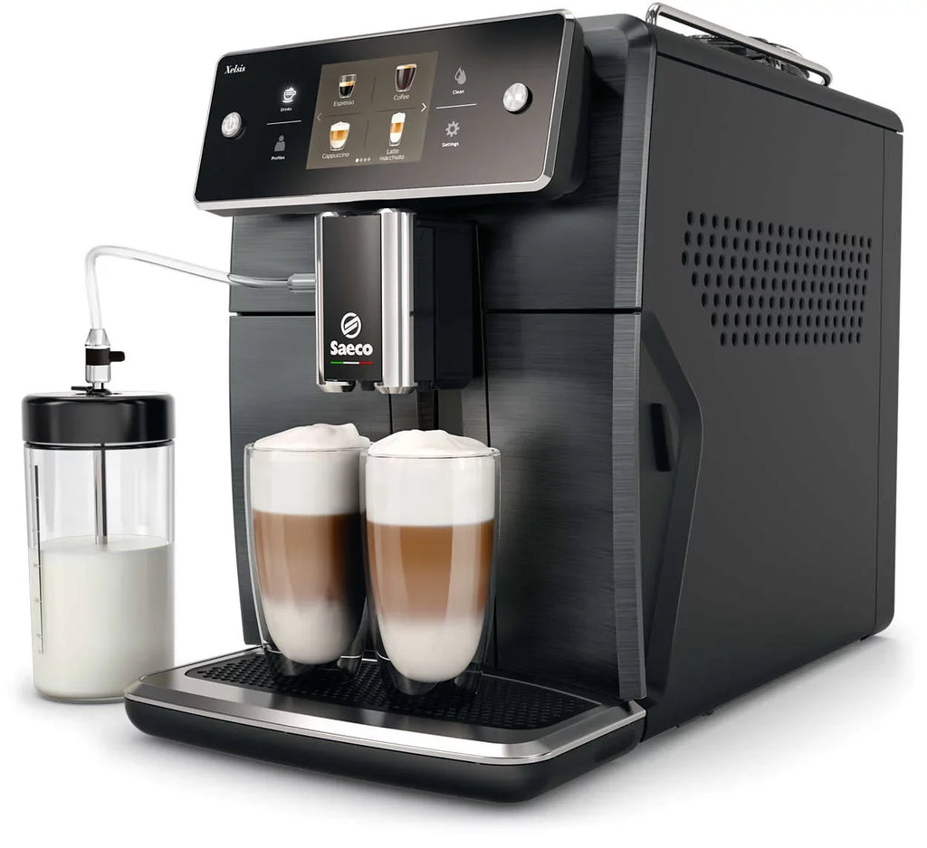 Saeco Xelsis SM7684/04 Super Automatic Espresso Machine; Titanium Metal Front