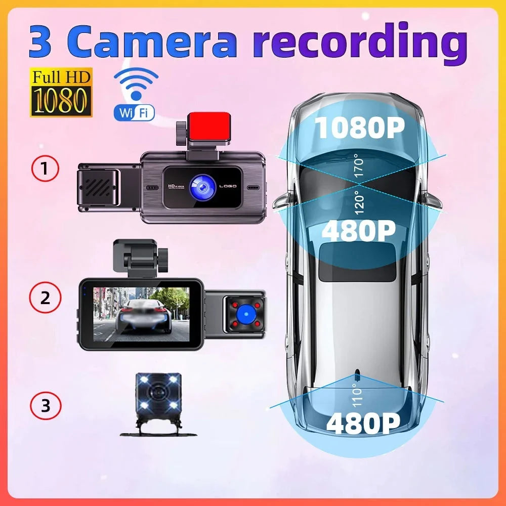 GoolRC Dash Camera;Dash Cam Rearview Mirror Car Video 3 Cameras Mirror Car Camera Wifi Cameras Wide Clear Car Camera Car Rearview Cam Rear 3 Cam With 3 Pristin Safety Cam Rear Mirror Wifi Car Buzhi
