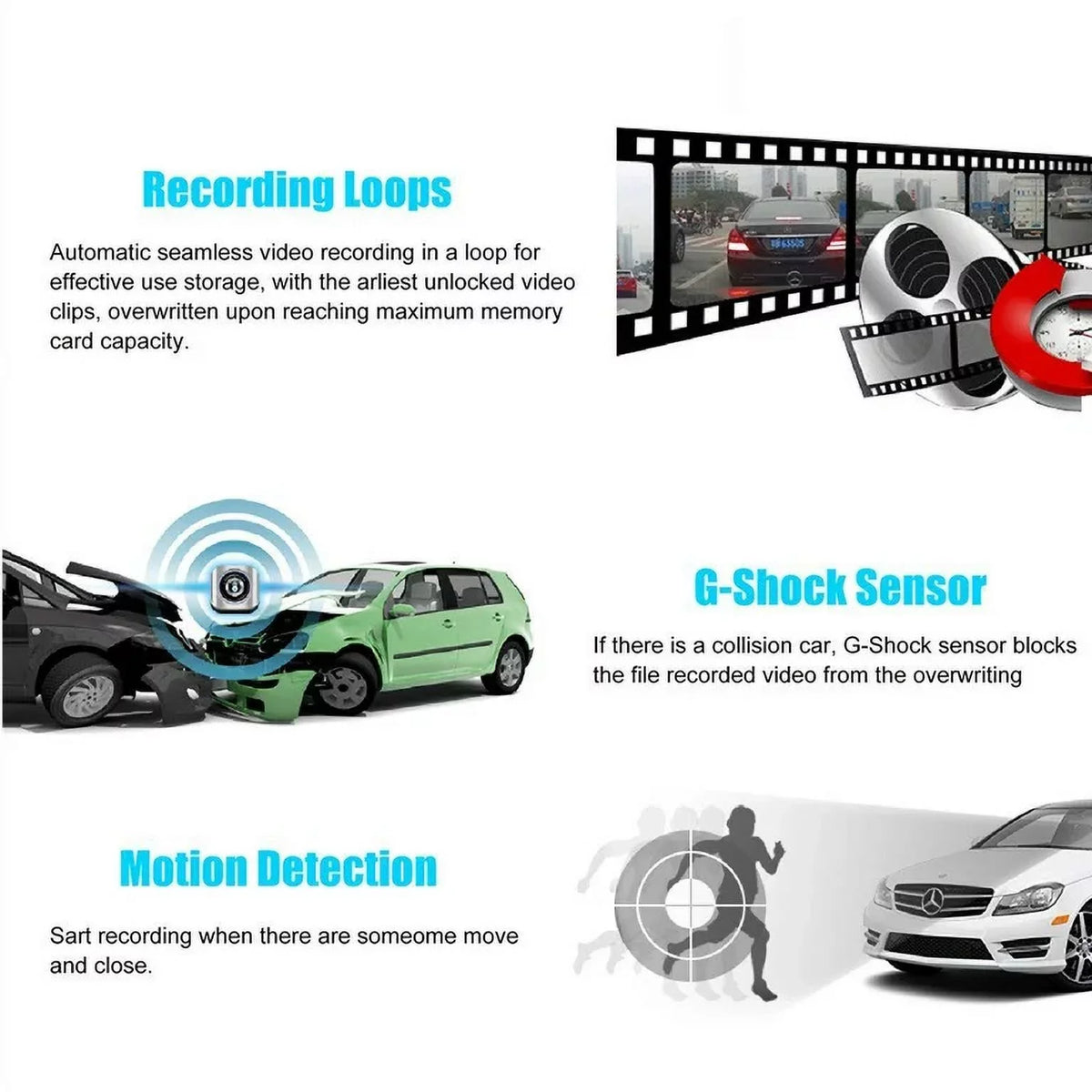 1 Pack 1080P Rearview Mirror Car Camera 4.3" Dash Cam for Cars Trucks;170°Wide Angle Dual Lens Car Cam Front Rear DVR Monitor; Night Vision;Parking Monitor;Motion Detection;G-sensor