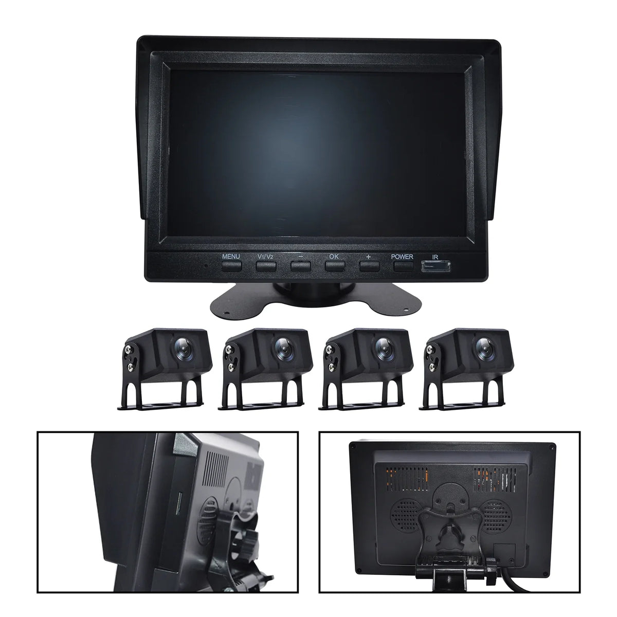 7" Monitor DVR Driving Video Recorder for RV Truck Bus+4 Rear View Backup Camera B