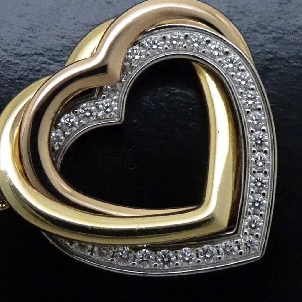 CARTIER Trinity Heart Necklace Diamond B7061200 K18 Three-Color Gold 291637 (Like New)