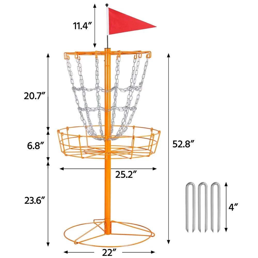 SmileMart 12-Chain Disc Golf Goal Target Practice; Orange