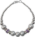 925 Sterling Silver Handmade Designer Bracelet for Women; Pearl; Amethyst Tourmaline Gemstone Fashion Bracelet; Gift Party Jewelry; Charm Bracelet