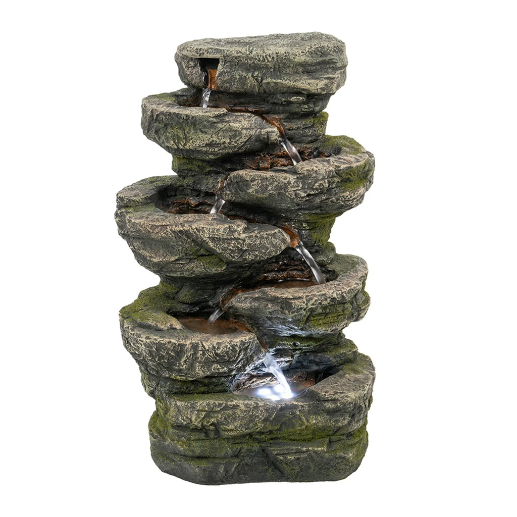 Cascading Rock Fountain - Soothing Sounds & LED Lighting