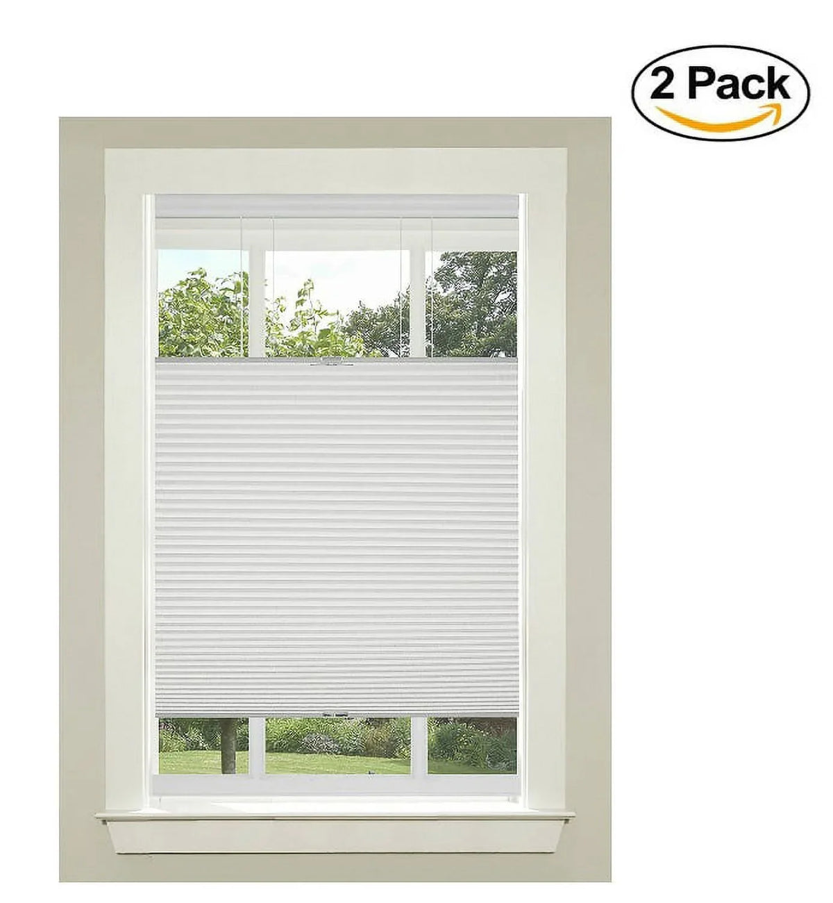 Achim Home Furnishings Top-Down Cordless Honeycomb Cellular Pleated Shade; 39 by 64"; White (Set of 2)