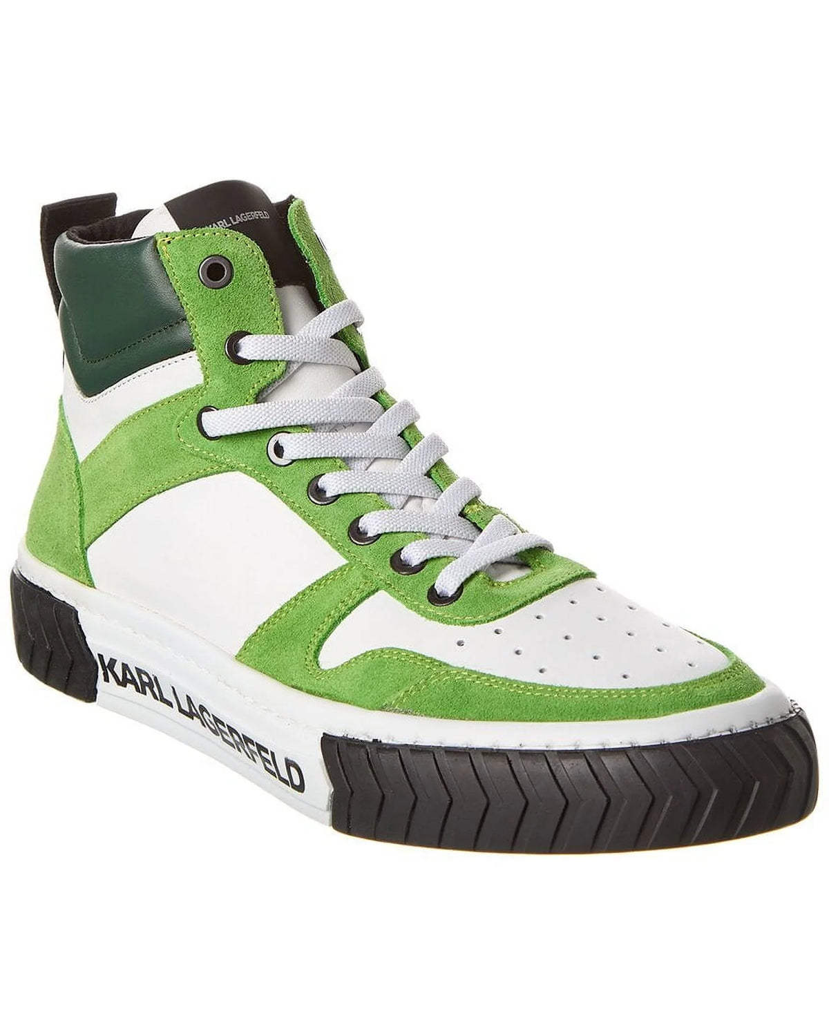 KARL LAGERFELD Mid-Top Leather Sneaker; 10.5; Green