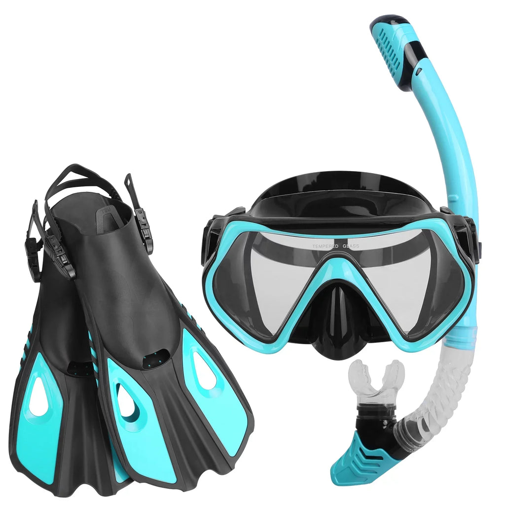 iMounTEK Adults Snorkel Set; Mask; Fins; Dry Top Diving Snorkel Included; Diving Swimming Training Snorkel Kit;Green[L_XL]