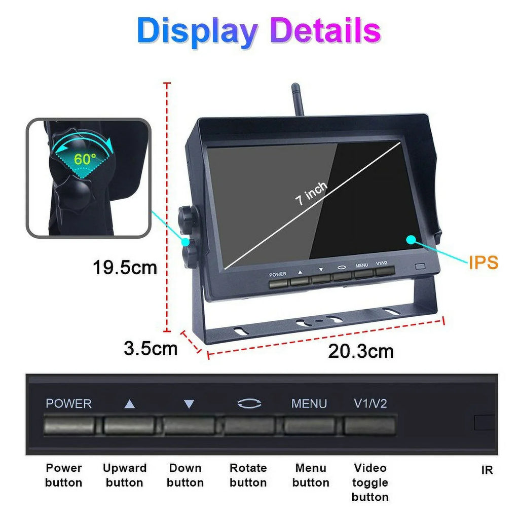 9V - 35V Car Vehicle Rear View Wireless IR Night Vision Backup Camera Liquidproof Kit + 7" LCD Monitor Parking Assistance System For Truck / Van / Caravan / Trailers / Camper