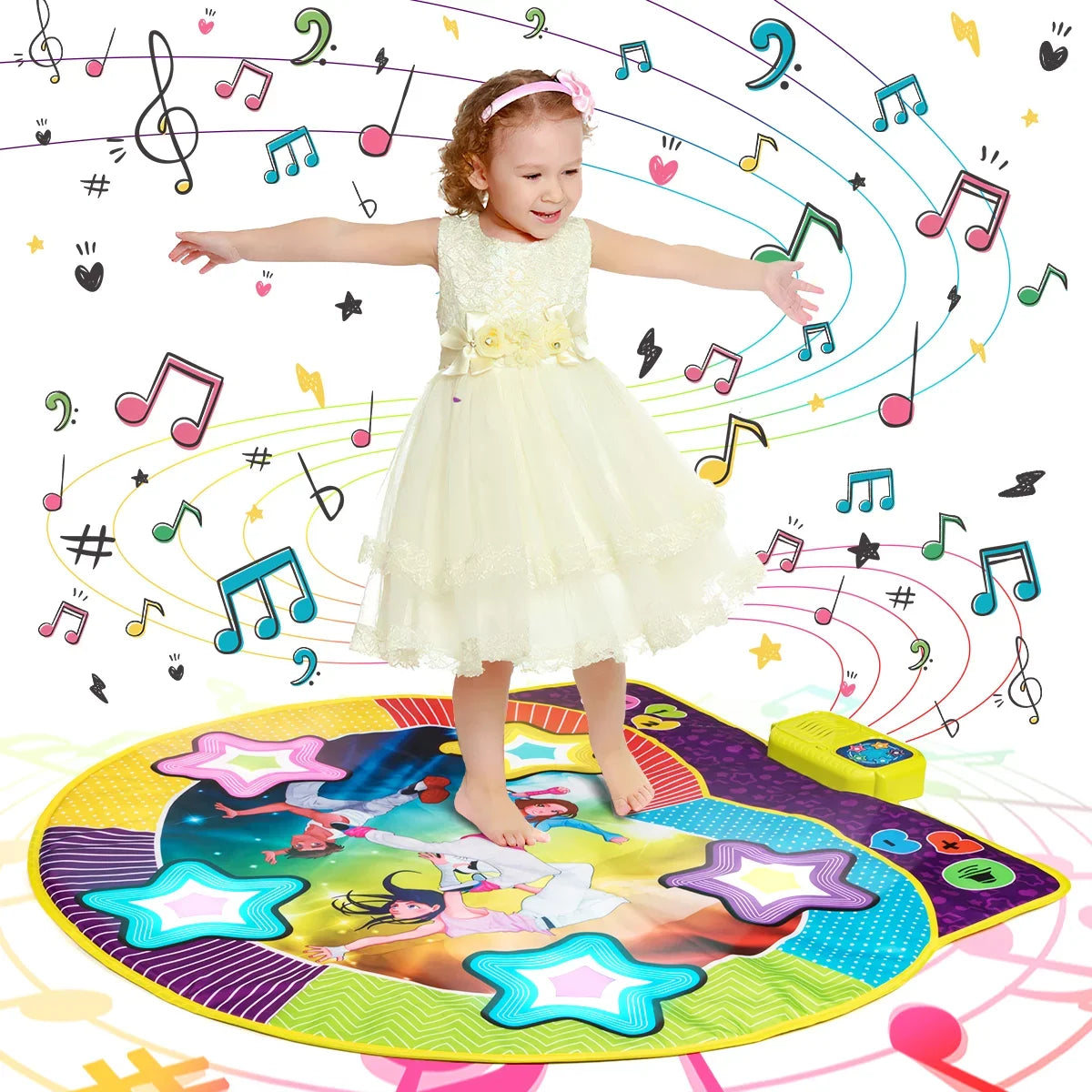 UNIH Dance Mat for Boys Girls Kids Ages 3 4 5 6 7 8 9 10; Dance Game with Music Toy Gift for Kids Ages 4-8