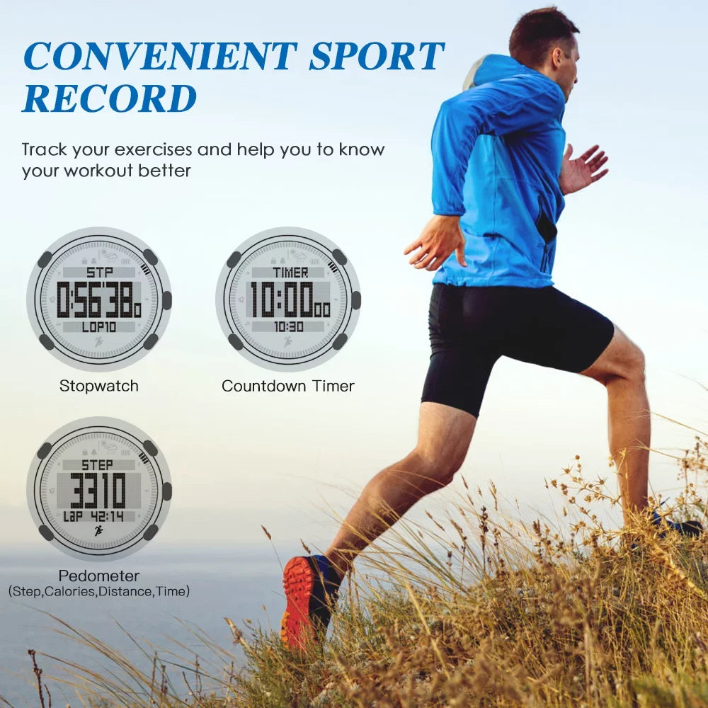 Barometer Altimeter Compass Weather Forecast Men Watch 50meters -resistant Multifunctional Outdoor Sports Watch for Mountaineering Running Trekking Camping
