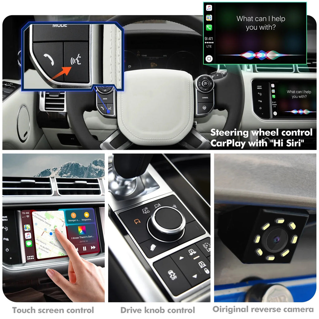 Wireless CarPlay Receiver SmartBox for Land Rover Range Rover/Evoque/Discovery 4 Jaguar XE XF Bosch Carplay Interface Retrofit kit Decoder; Support Android Auto; Mirror Link; Reverse Camera; USB Drive