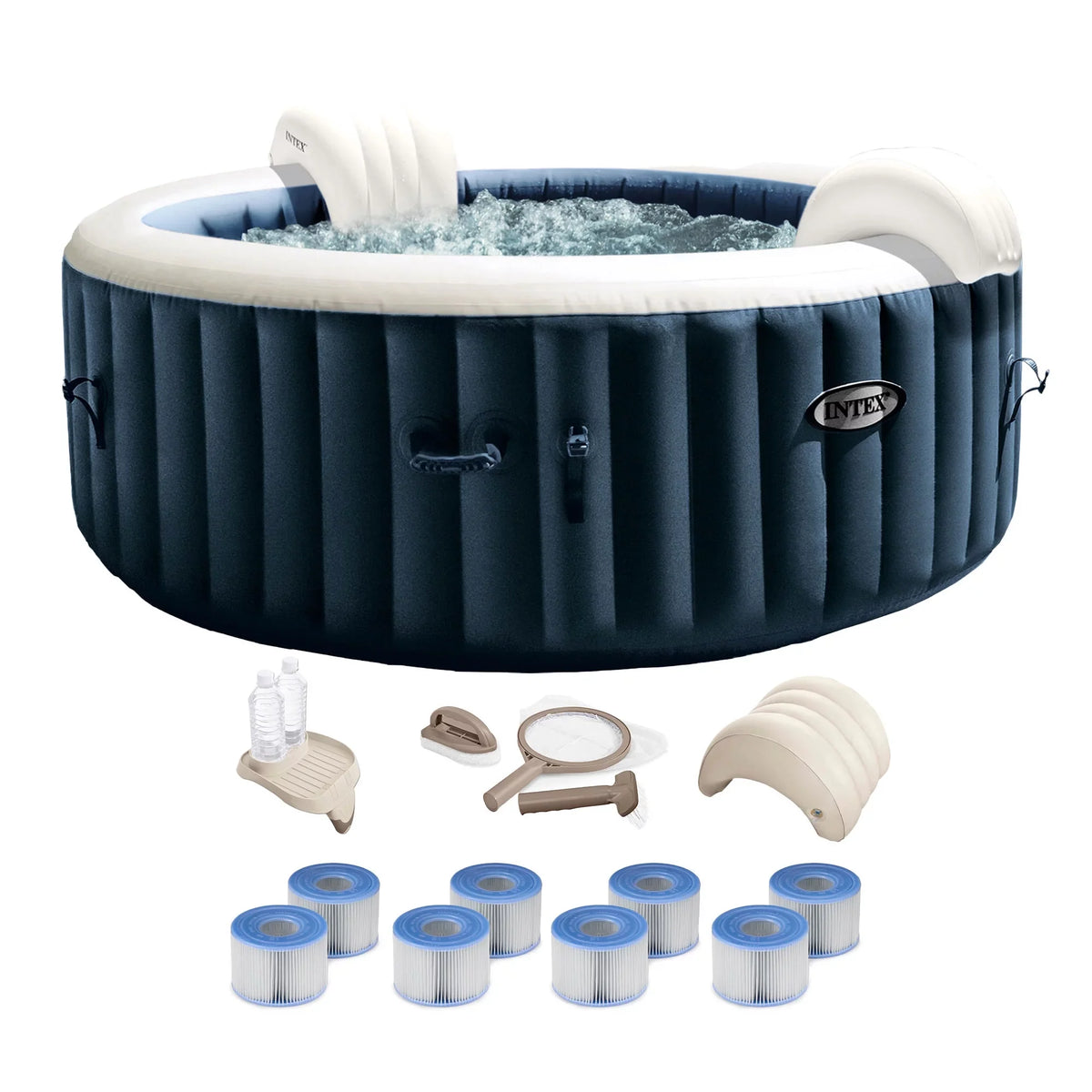 Intex PureSpa Plus Inflatable Portable Bubble Jet Hot Tub w/ Deluxe Bundle
