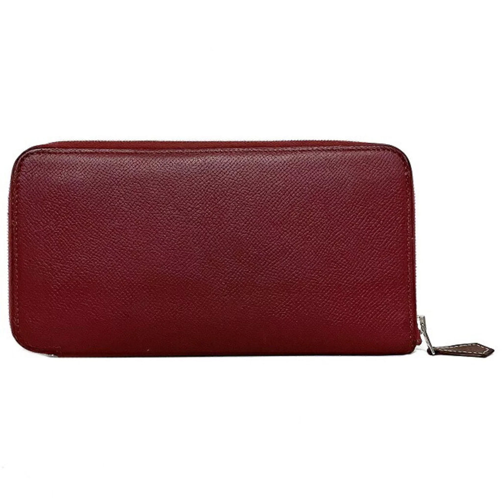 Hermes Long Wallet Azap Bordeaux Rouge Glenat Silk In Leather Epson HERMES Round Ladies (Good)