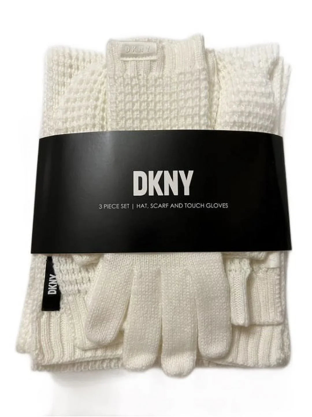 DKNY Women's 3 Pc Winter Set; Ivory; O/S