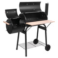 Grill; DFITO Charcoal BBQ Grill Outdoor Charcoal Grill with Smoker; 24.4" L x 29.6" H BBQ Grill with Side Burner/Thermometer; Small Grills Outdoor Cooking for Camp Backyard; Black