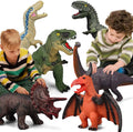6 Piece Jumbo Dinosaur Toys for Kids and Toddlers; 13-17 footes Blue Velociraptor T-Rex; Large Soft Dinosaur Toys Set for Dinosaur Lovers - Perfect Dinosaur Party Favors; Birthday Gifts