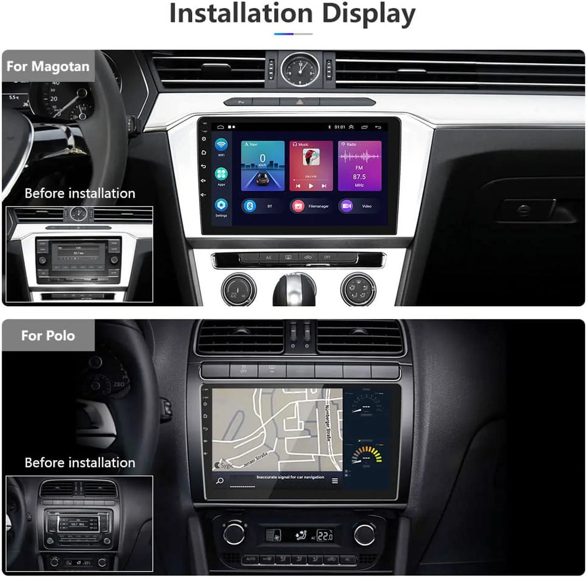 1G+32G Double Din Android 13 Car Stereo with Wireless Carplay Android Auto; 10.1 cm Touch Screen Car Radio with HiFi/BT/GPS Navigation Support Fastboot Backup Camera WiFi Connection