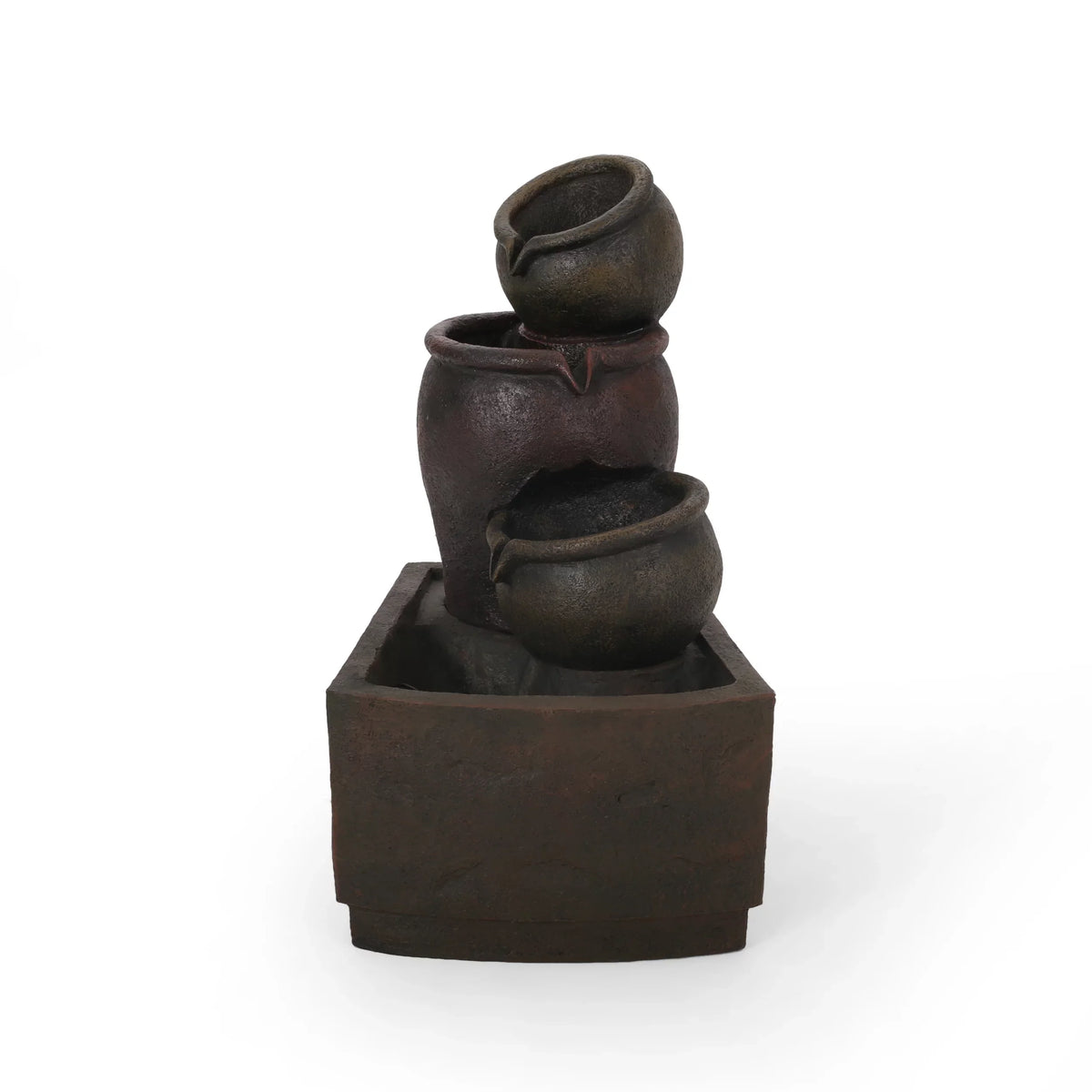 GDF Studio Morrigan Outdoor 3 Tier Jar Fountain; Rustic Multibrown