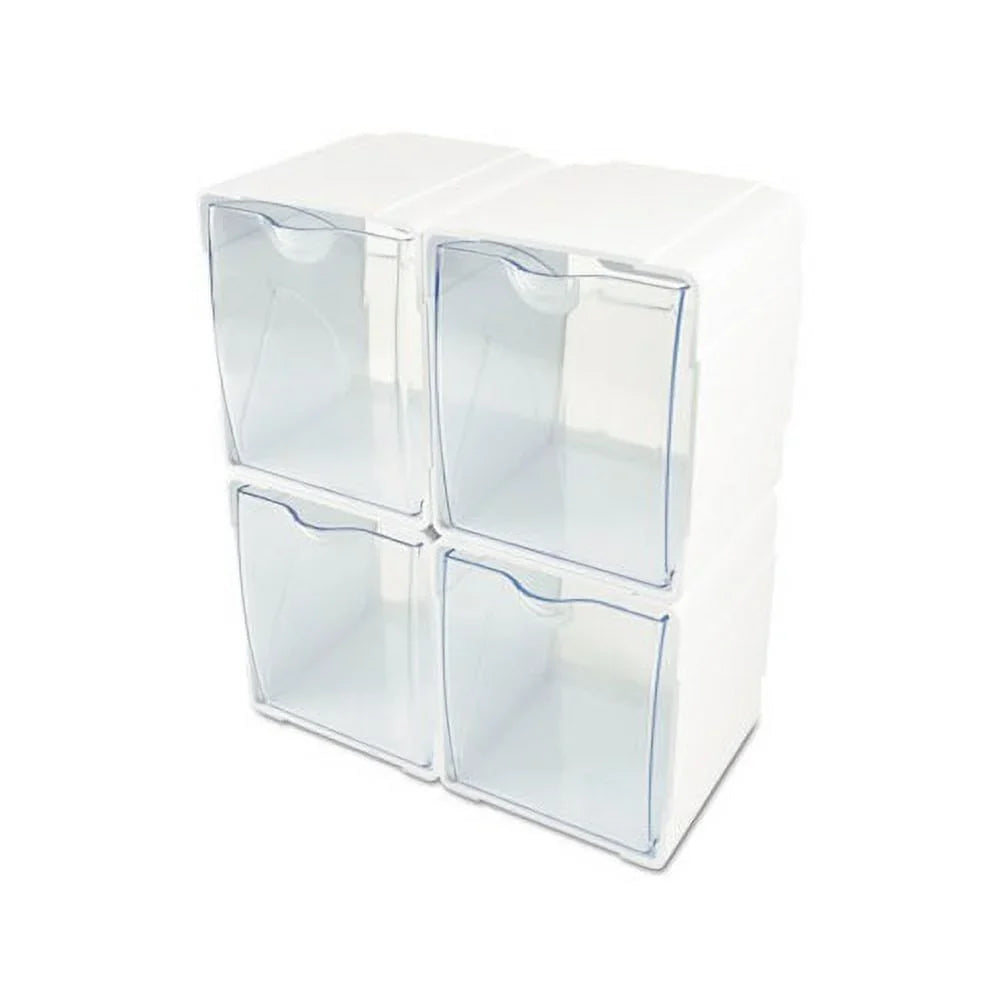 Tilt Bin Interlocking 4-Bin Organizer 4 5/8 x 4 7/8 x 5 1/2; White/Clear