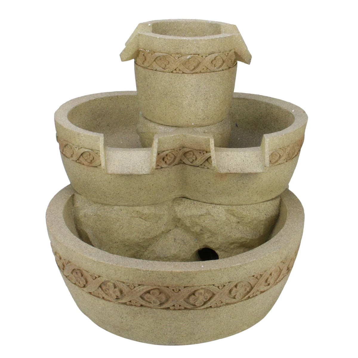 Northlight 18.25" Prelit LED Three Tier Floral Bowl Garden Fountain Outdoor Decoration - Brown