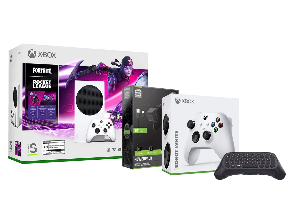 Microsoft Xbox Series S Console Fortnite Rocket League with Extra Robot White Controller; Charge Cable/Battery and Wireless Controller Keypad