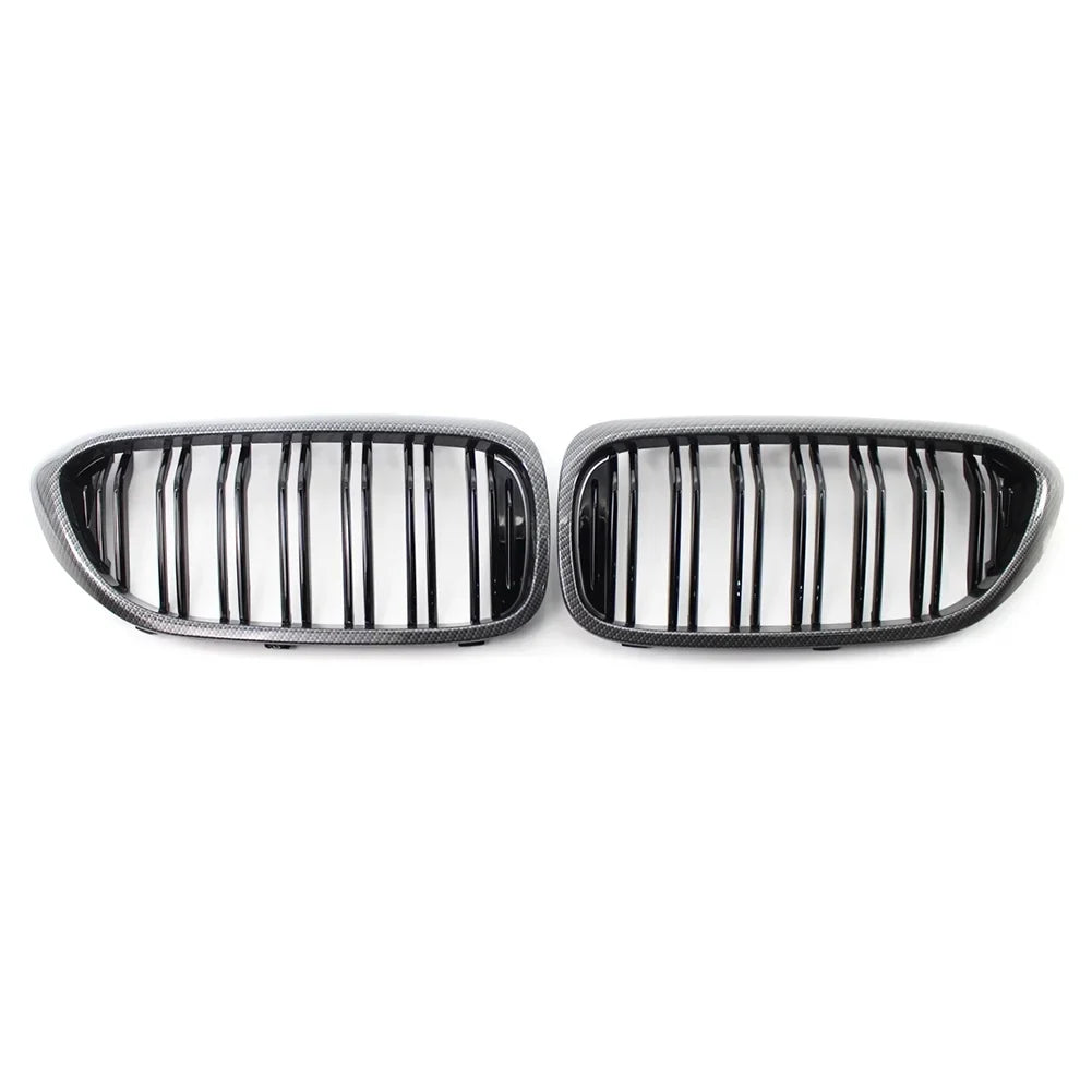 ZSWAL Front Grill Cover Trim Keney Grille for BMW 5 Series G30 G31 G38 530i 540i 2017 2018 2019; Carbon Fiber Style