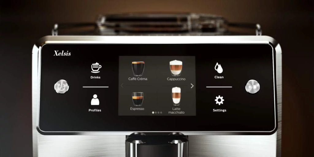 Saeco Xelsis SM7684/04 Super Automatic Espresso Machine; Titanium Metal Front
