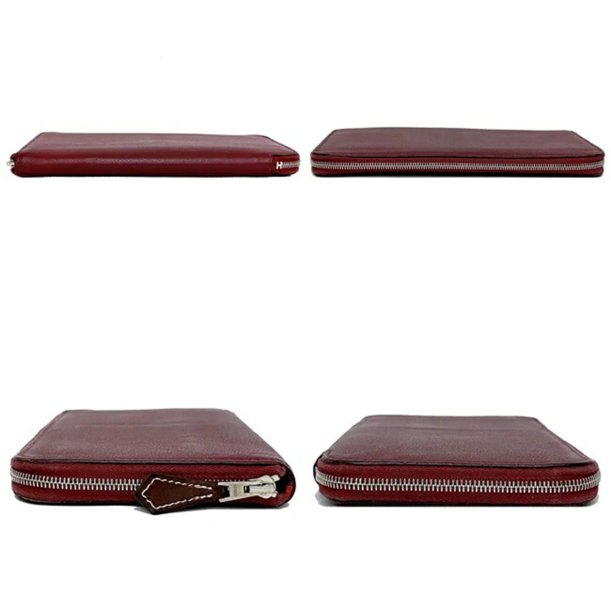 Hermes Long Wallet Azap Bordeaux Rouge Glenat Silk In Leather Epson HERMES Round Ladies (Good)
