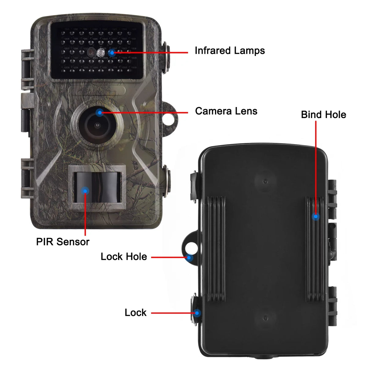 16MP 1080P Wildlife Trail Camera with 2.0 cm TFT Color Screen - Features 0.8s Trigger Time; Infrared Night Vision; Motion Activation; and IP66 Liquidproof Rating