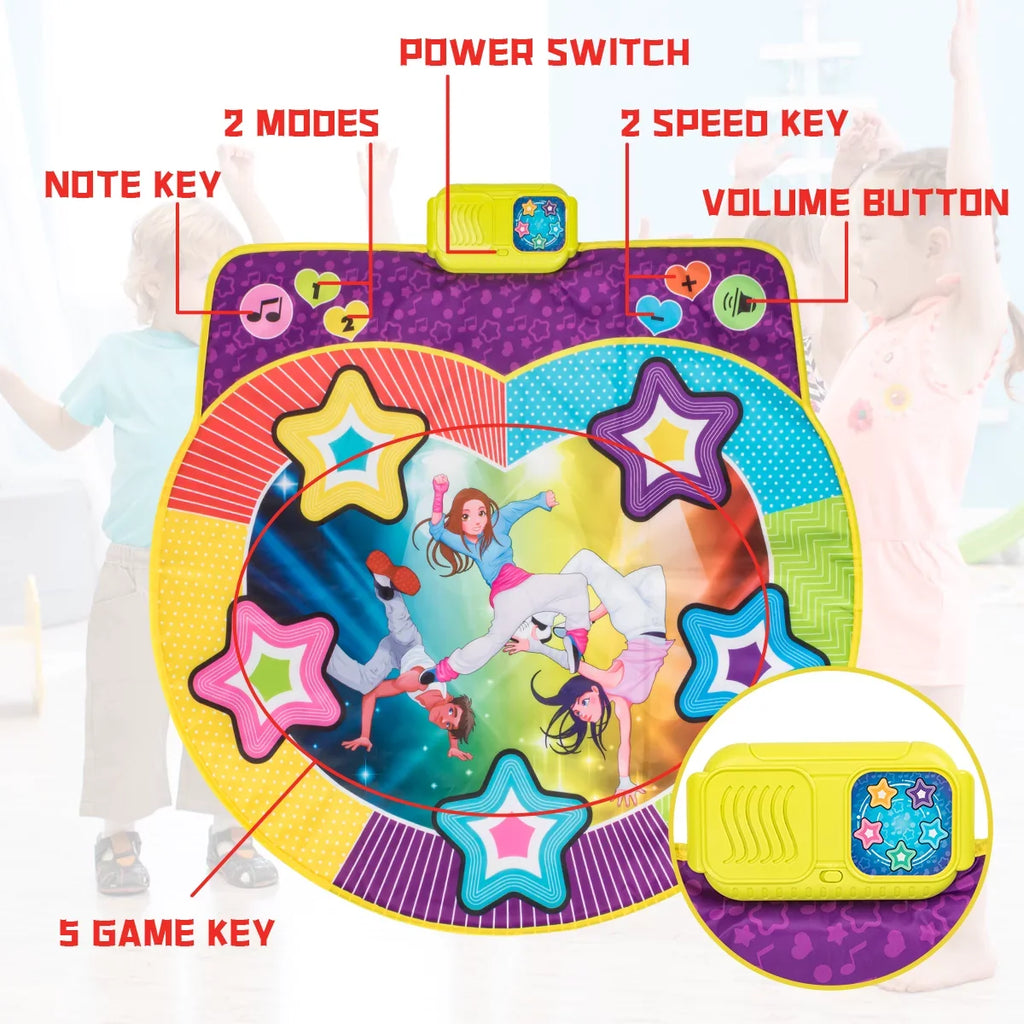 UNIH Dance Mat for Boys Girls Kids Ages 3 4 5 6 7 8 9 10; Dance Game with Music Toy Gift for Kids Ages 4-8
