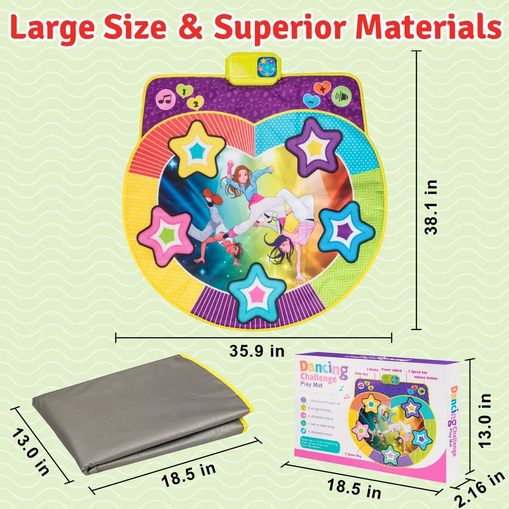 UNIH Dance Mat for Boys Girls Kids Ages 3 4 5 6 7 8 9 10; Dance Game with Music Toy Gift for Kids Ages 4-8
