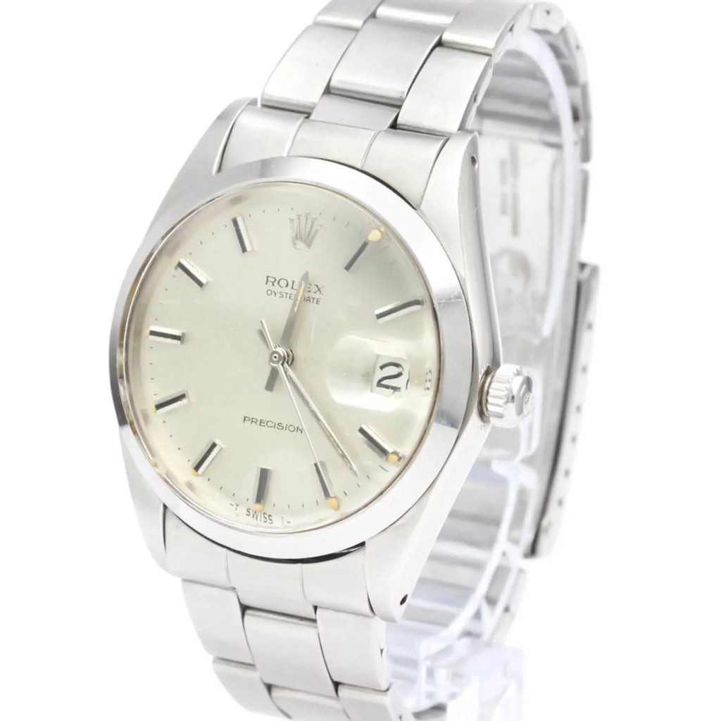 Used Vintage ROLEX Oyster Date Precision 6694 Steel Hand Winding Mens Watch BF553014