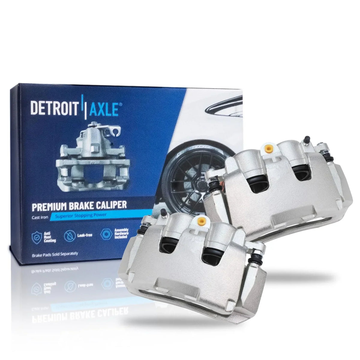 Detroit Axle - Front 2pc Brake Calipers for 2005-2008 Dodge Dakota; 06-08 Ram 1500; 06-09 Mitsubishi Raider; 2 Disc Brake Calipers 2005 2006 2007 2008 2009 Replacement