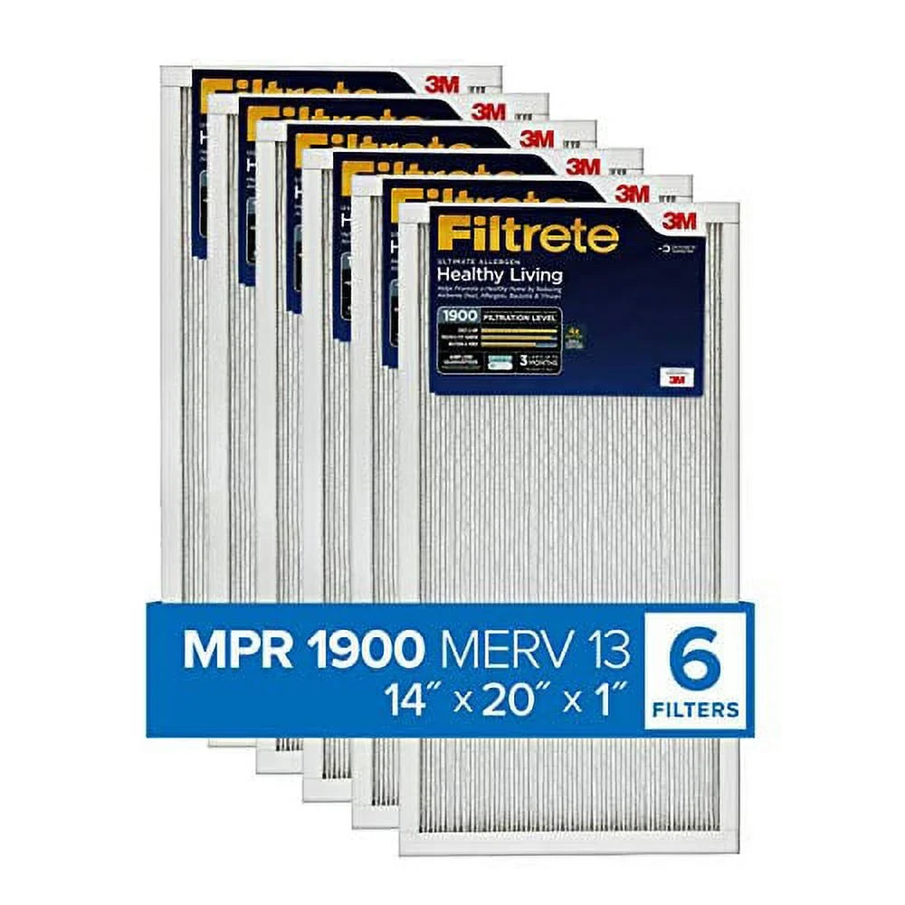 Filtrete 14x20x1; AC Furnace Air Filter; MPR 1900; Healthy Living Ultimate Allergen; 6-Pack (exact dimensions 13.81 x 19.81 x 0.78)