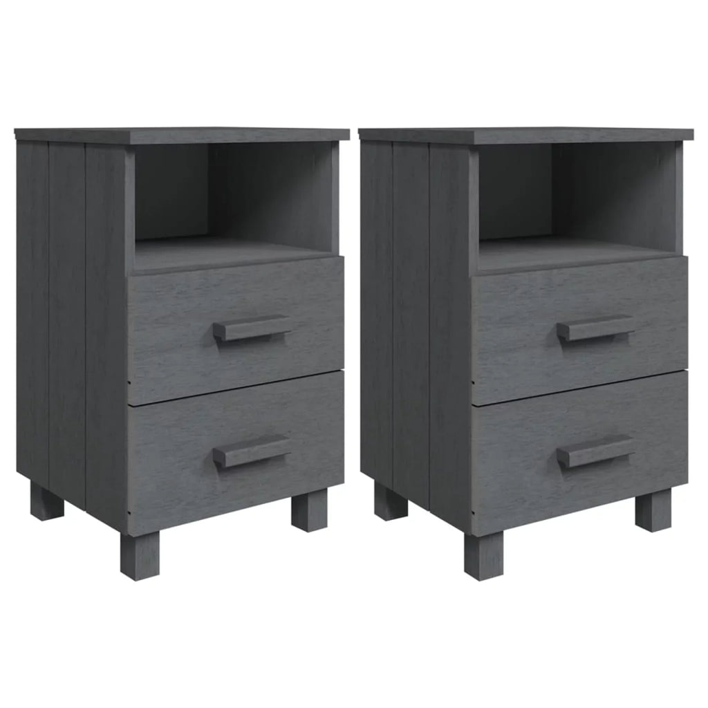 Irfora Bedside Cabinets HAMAR 2 pcs Dark Gray 15.7"x13.8"x24.4" Solid Wood