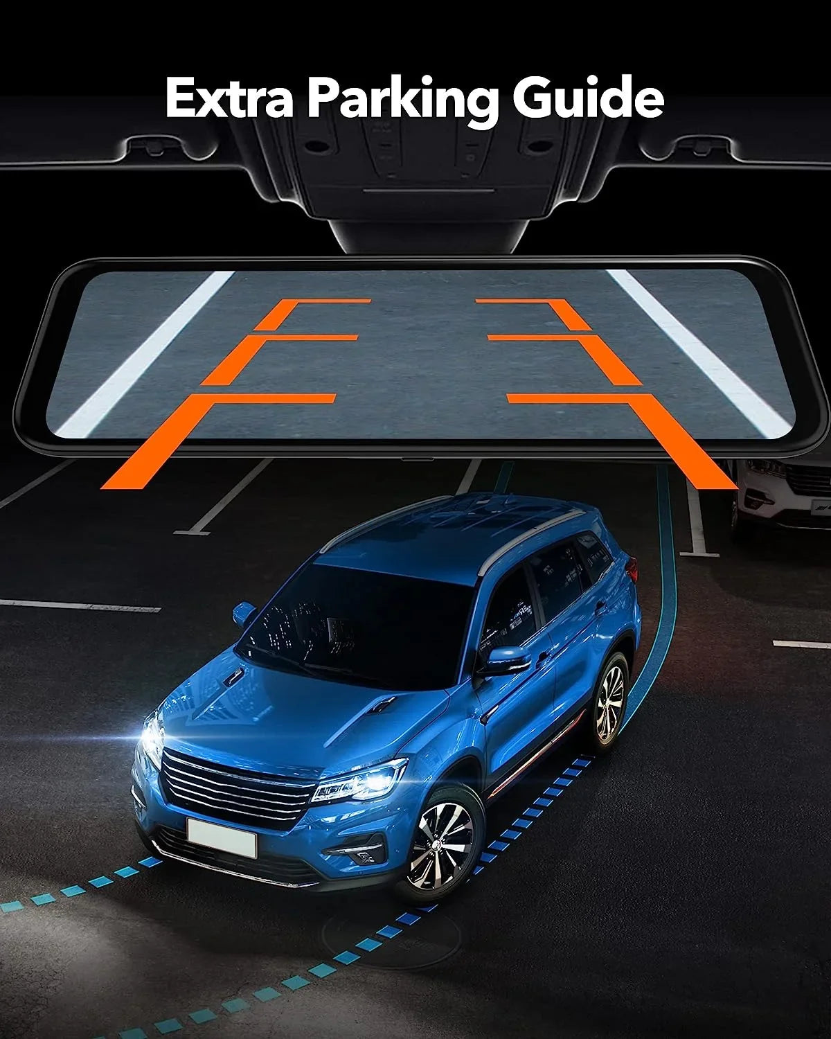 WOLFBOX 12'' Rear View Mirror Dash Cam; 4K Front and 1080P Rear Car Dash Cameras with Super Night Vision; Vehicle; Free 64GB Card & GPS; USB C Port