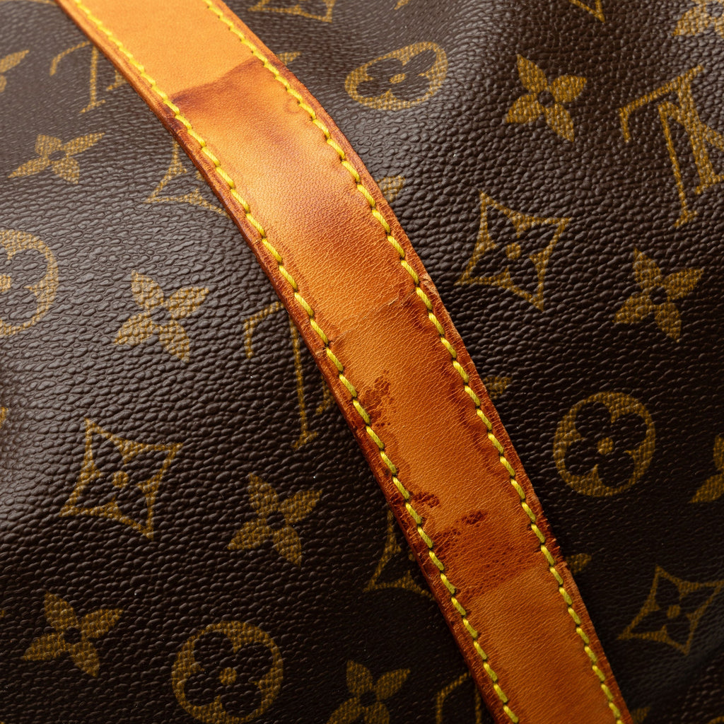 Authenticated Louis Vuitton Monogram Keepall 55 Canvas Brown Travel Bag WeekenderBag Unisex (Good)