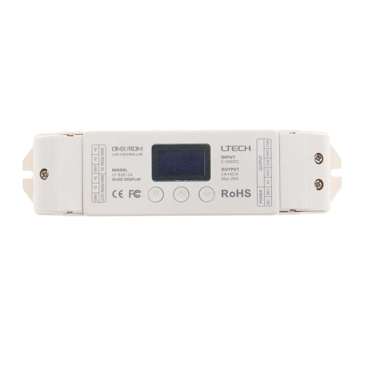 LTech LT-820-5A LED DMX RDM Decoder 4 Channel RGB & RGBW Controller 5A/CH; 5-24V DC; 100-480W