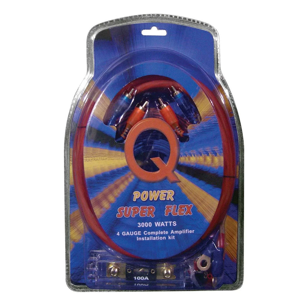 QPower Super Flex 4-Gauge 3000-watt Car Audio Amplifier Wiring Kit; 2 Pack