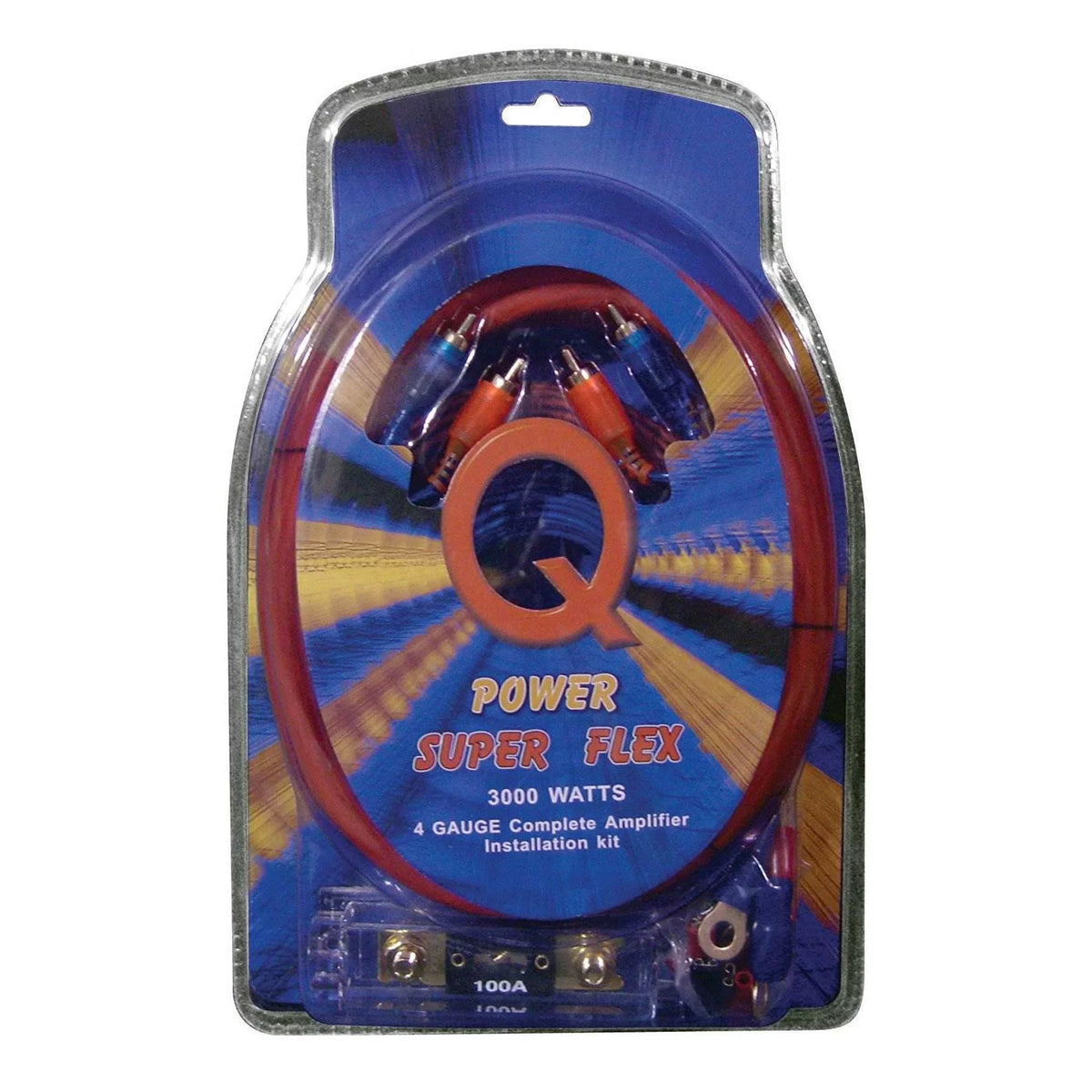 QPower Super Flex 4-Gauge 3000-watt Car Audio Amplifier Wiring Kit; 2 Pack