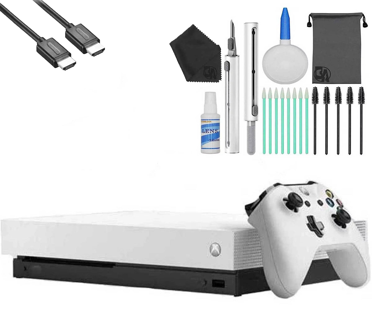 Microsoft Xbox One X 1TB Gaming Console White with HDMI Cleaning Kit
