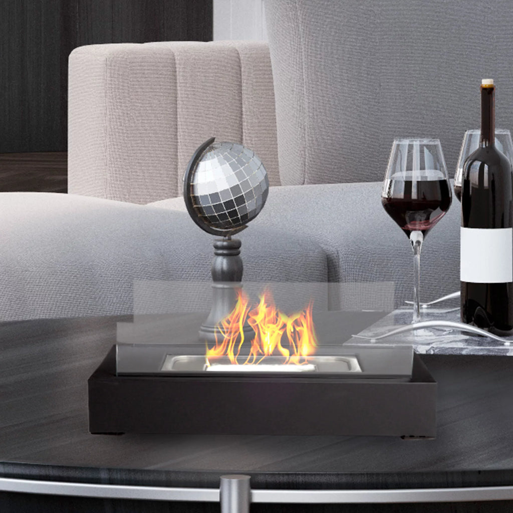 Northwest 2-Pack Rectangular Indoor or Outdoor Ventless Bio Ethanol Tabletop Fireplace; Black