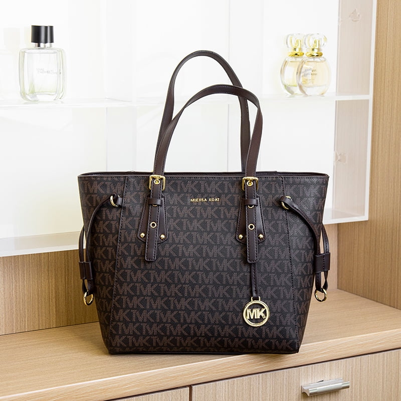 New MK Women's Bag Large Capacity Tote Premium Sense Commuter Shoulder Bag Classic Coffee