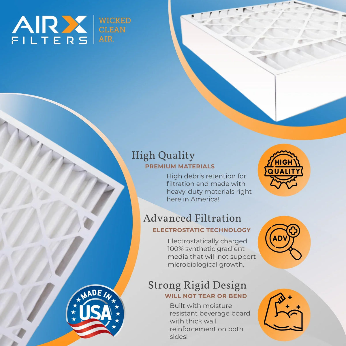 20x25x5 Air Filter MERV 11 Comparable to MPR 1000; MPR 1200 & FPR 7 Compatible with White Rodgers FR2000U-108 Premium USA Made 20x25x5 Furnace Filter 2 Pack by AIRX FILTERS WICKED CLEAN AIR.