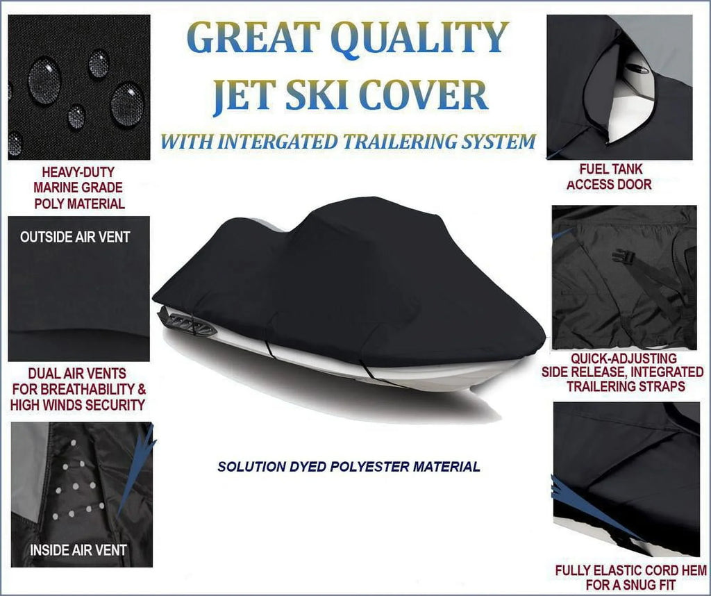 BLACK TOP OF THE LINE JET SKI Cover Compatible for YAMAHA XL 760 1998 1999 / XL 1200 1998 1999 2000 Jet Ski Liquidcraft PWC Cover