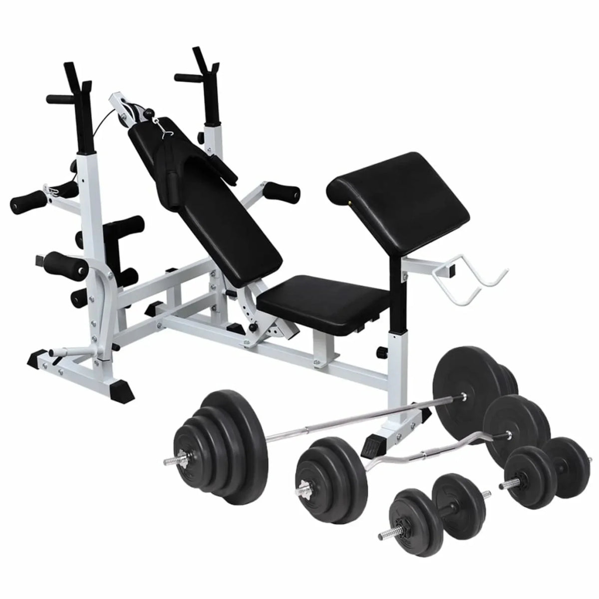 Aibecy Weight Bench with Weight Rack; Barbell and Dumbbell Set 264.6 lb