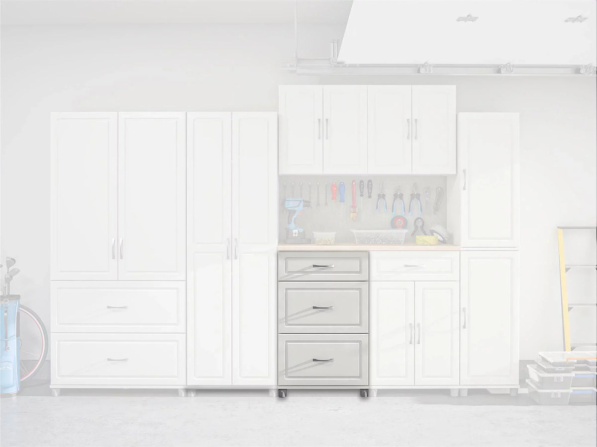 Systembuild Evolution Kendall 24" 3 Drawer Base Garage Storage Cabinet; White