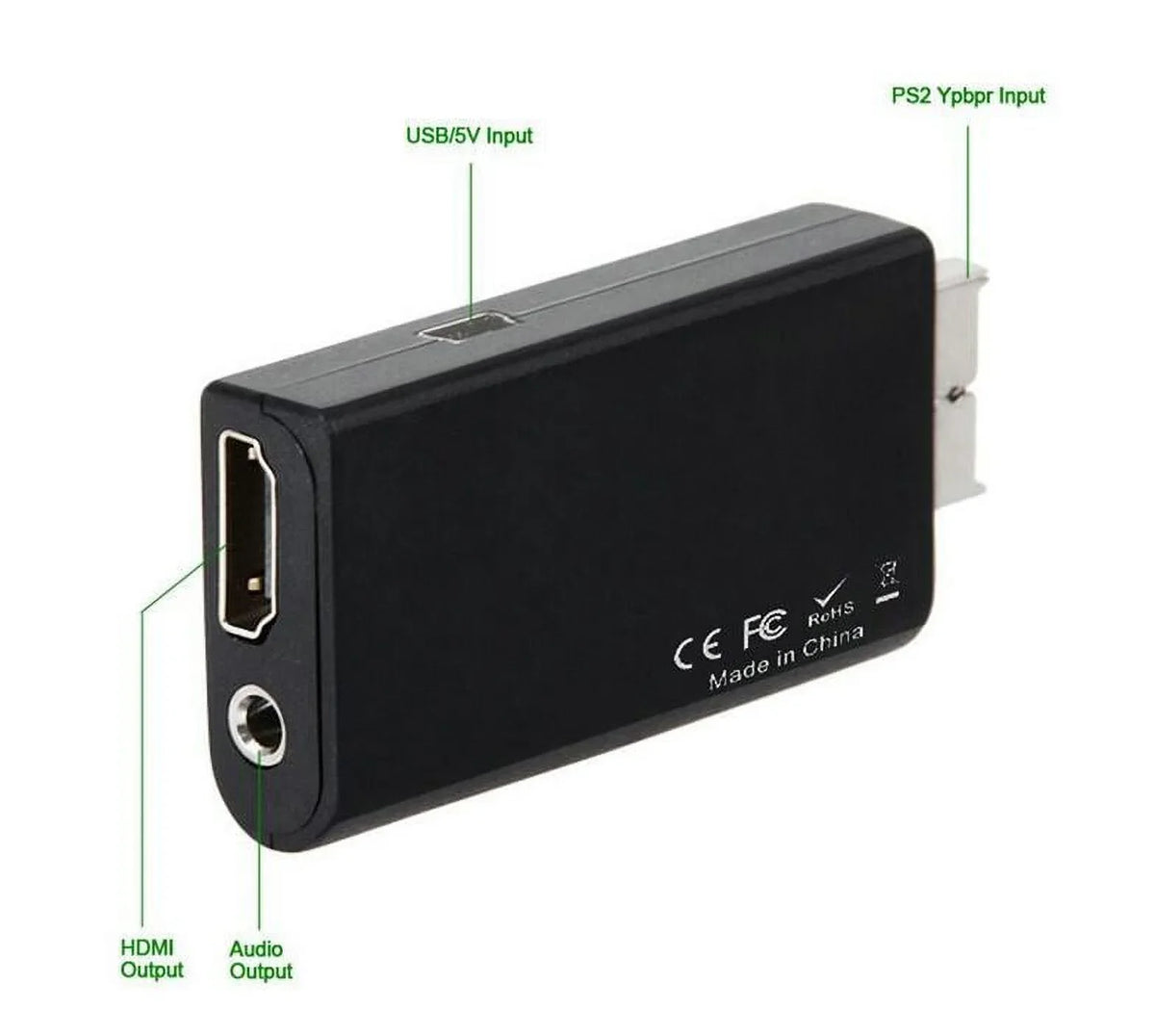5-Packs PS2 to HDMI Converter Adapter HDMI HD Video Audio Output + USB Power Cable