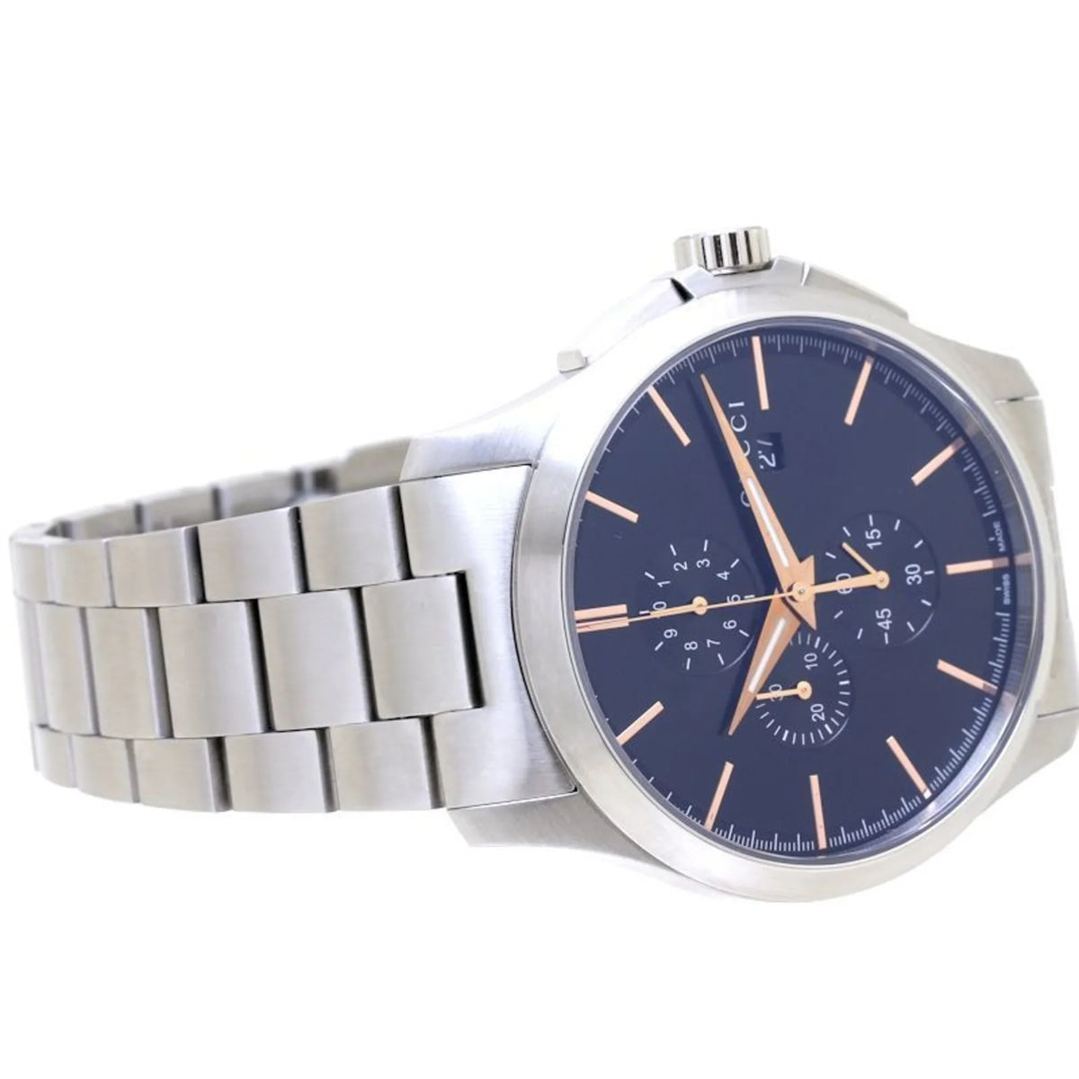 GUCCI G Timeless Chronograph YA126272 126.2 Stainless Steel Men's 39276 (Like New)
